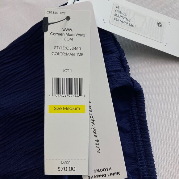 Carmen Marco Valvo High Waist Wave Texture Bikini Bottom Medium M Maritime NWT - Picture 6 of 9